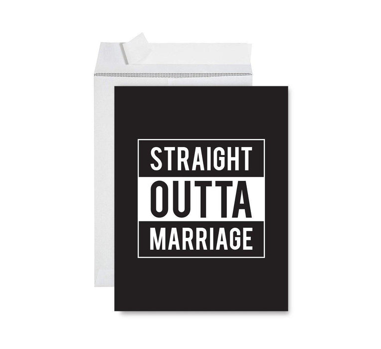Divorce Jumbo Card, Funny Congratulations Greeting Card for Women, Men, Marriage Divorce Party-Set of 1-Andaz Press-Straight Outta Marriage-