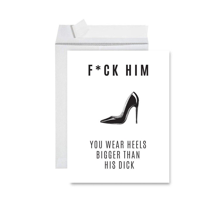 Divorce Jumbo Card, Funny Congratulations Greeting Card for Women, Men, Marriage Divorce Party-Set of 1-Andaz Press-You Wear Heels Bigger than His-