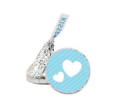 Double Hearts Hershey's Kiss Baby Shower Stickers-Set of 216-Andaz Press-Boy-