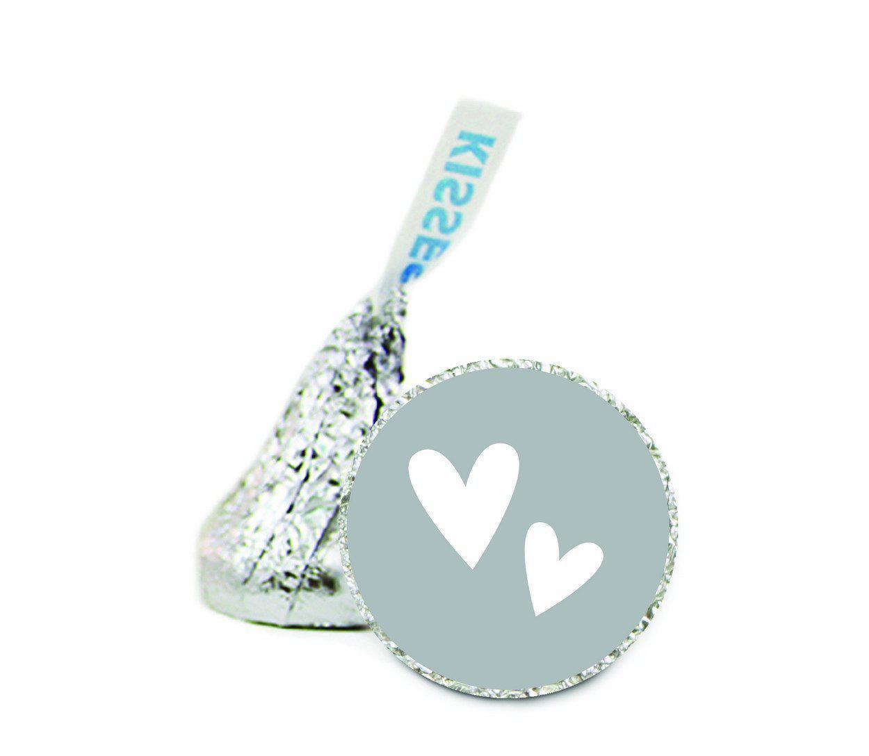 Double Hearts Wedding Hershey's Kiss Stickers-Set of 216-Andaz Press-Ivory-