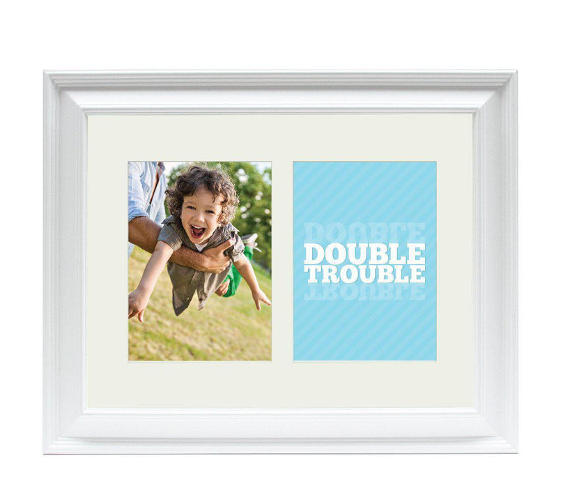 Double White 5 x 7-Inch Photo Frame Baby Wall Art-Set of 1-Andaz Press-Double Trouble Boy-