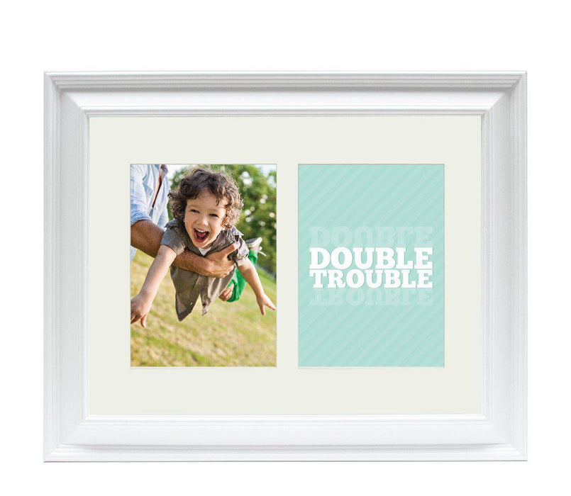 Double White 5 x 7-Inch Photo Frame Baby Wall Art-Set of 1-Andaz Press-Double Trouble Neutral-