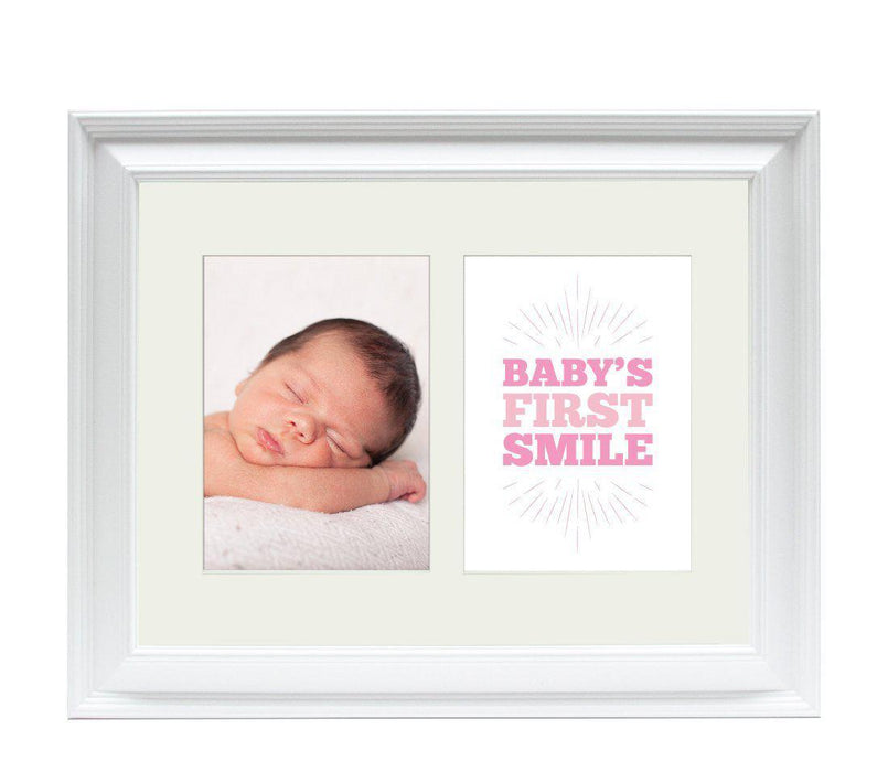 Double White 5 x 7-Inch Photo Frame Baby Wall Art-Set of 1-Andaz Press-First Smile Girl-