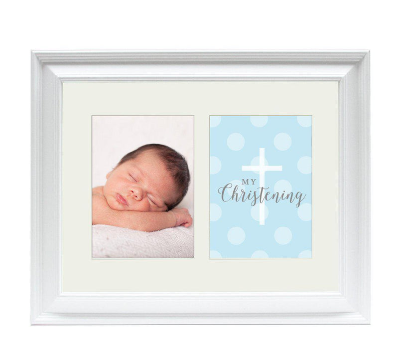 Double White 5 x 7-Inch Photo Frame Baby Wall Art-Set of 1-Andaz Press-My Christening Boy-