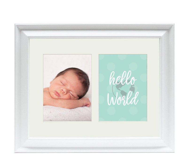 Double White 5 x 7-Inch Photo Frame Baby Wall Art-Set of 1-Andaz Press-Nursery Hello World!-
