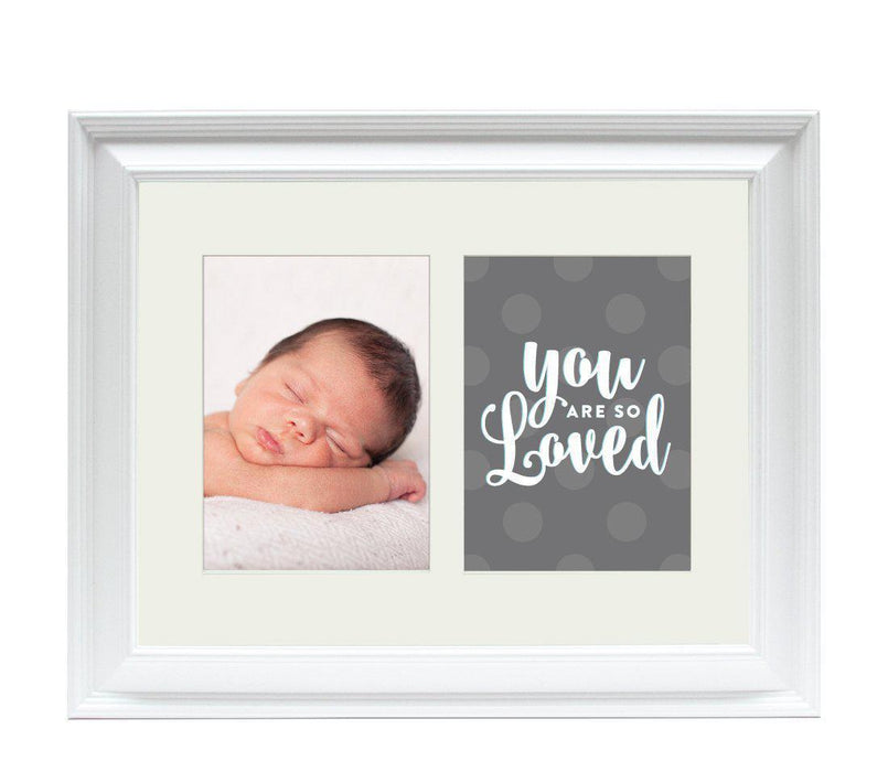 Double White 5 x 7-Inch Photo Frame Baby Wall Art-Set of 1-Andaz Press-So Loved Boy-