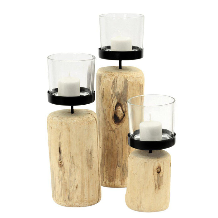 Driftwood Candle Holders Set-Set of 3-Koyal Wholesale-