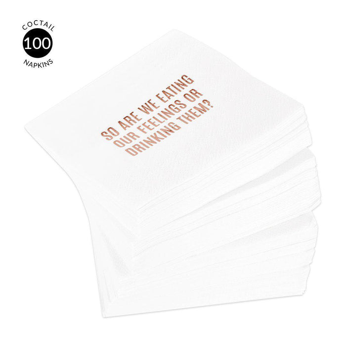 Eating or Drinking Our Feelings Funny Cocktail Napkins-Set of 100-Andaz Press-Gold-