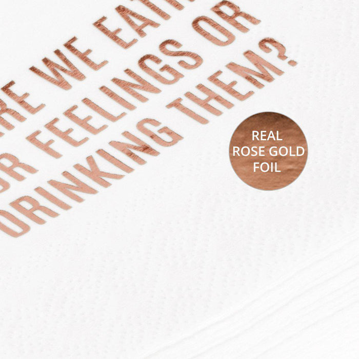 Eating or Drinking Our Feelings Funny Cocktail Napkins-Set of 100-Andaz Press-Gold-