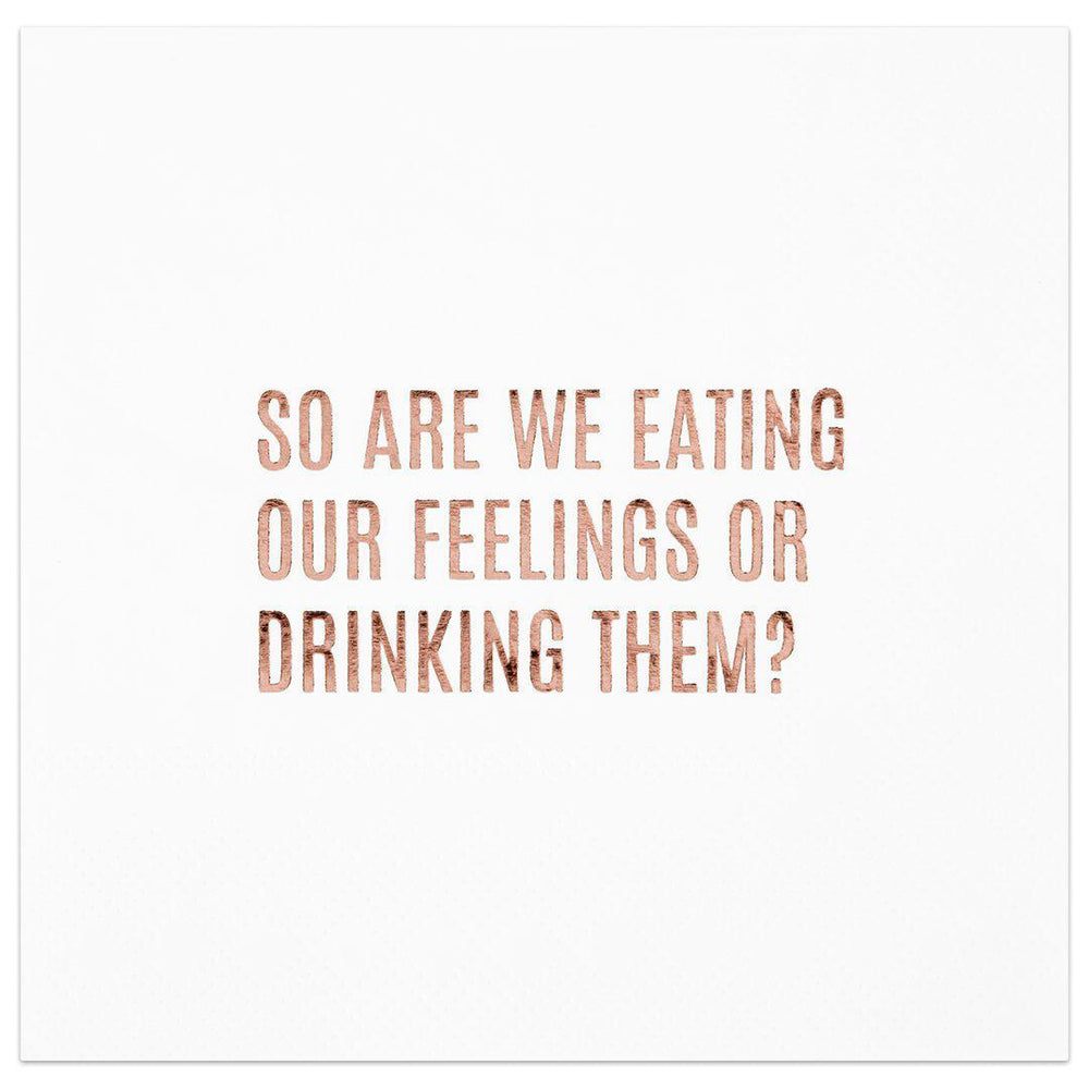 Eating or Drinking Our Feelings Funny Cocktail Napkins-Set of 100-Andaz Press-Gold-