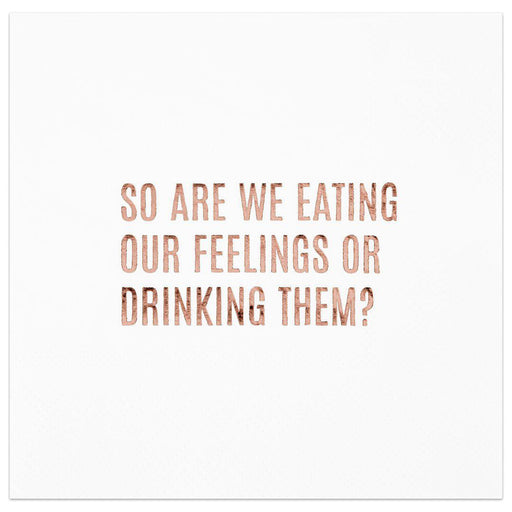 Eating or Drinking Our Feelings Funny Cocktail Napkins-Set of 100-Andaz Press-Gold-