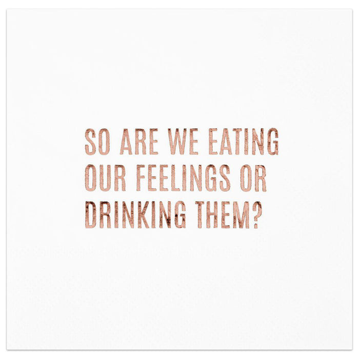 Eating or Drinking Our Feelings Funny Cocktail Napkins-Set of 100-Andaz Press-Gold-