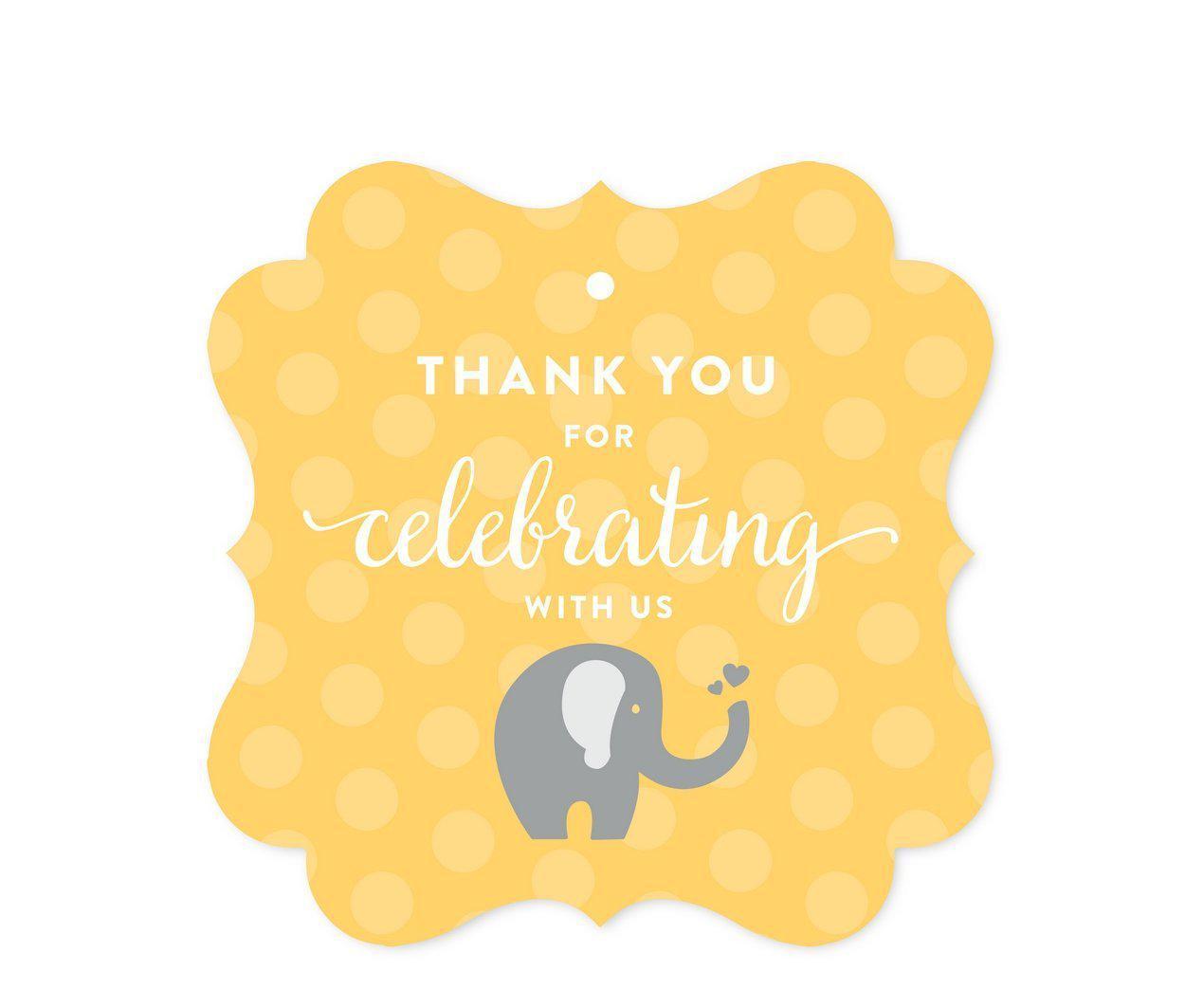 Elephant Baby Shower Fancy Frame Gift Tags-Set of 24-Andaz Press-