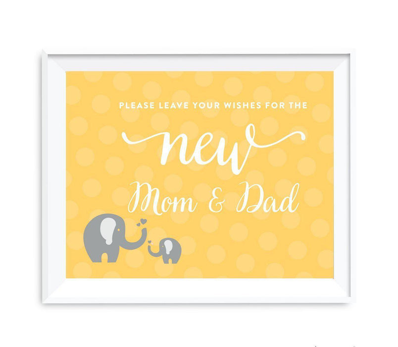 Elephant Baby Shower Party Signs-Set of 1-Andaz Press-Leave Wishes For New Mom & Dad-
