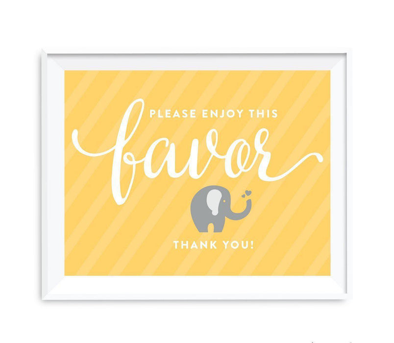Elephant Baby Shower Party Signs-Set of 1-Andaz Press-Please Enjoy This Favor, Thank You-
