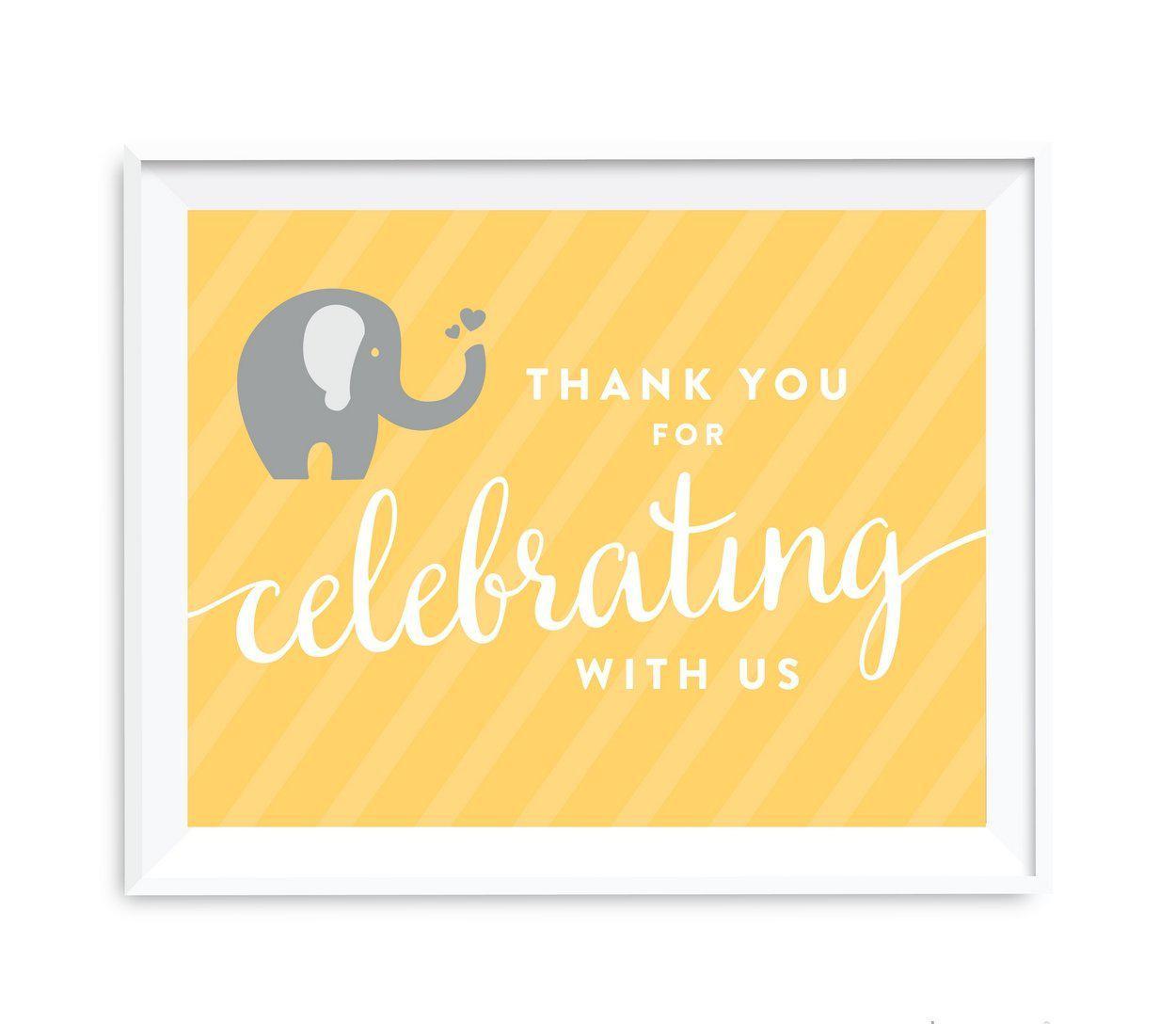 Elephant Baby Shower Party Signs-Set of 1-Andaz Press-Thank You For Celebrating With Us!-