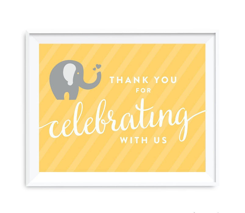 Elephant Baby Shower Party Signs-Set of 1-Andaz Press-Thank You For Celebrating With Us!-
