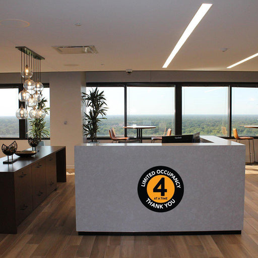 Elevator Round Maximum Occupancy Social Distancing Business Labels, Vinyl Sticker Decals-Set of 50-Andaz Press-Limited Occupancy 4-
