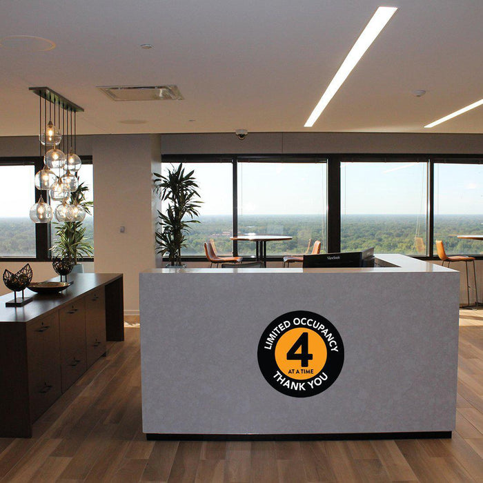 Elevator Round Maximum Occupancy Social Distancing Business Labels, Vinyl Sticker Decals-Set of 50-Andaz Press-Limited Occupancy 4-