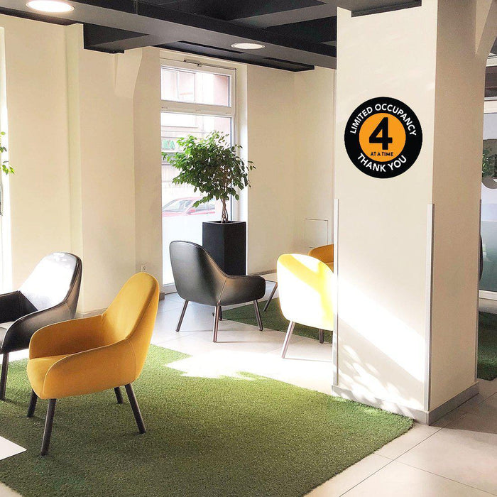 Elevator Round Maximum Occupancy Social Distancing Business Labels, Vinyl Sticker Decals-Set of 50-Andaz Press-Limited Occupancy 4-