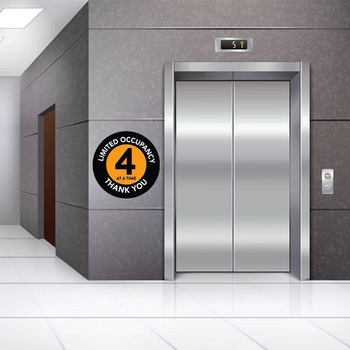 Elevator Round Maximum Occupancy Social Distancing Business Labels, Vinyl Sticker Decals-Set of 50-Andaz Press-Limited Occupancy 4-