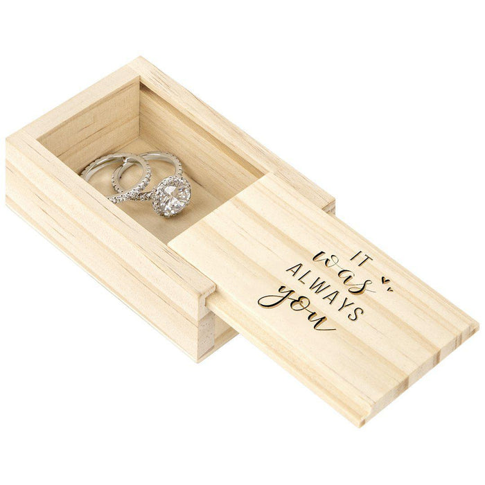 Engraved Wood Sliding Ring Boxes-Set of 1-Koyal Wholesale-Forever Yours-