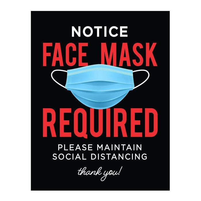 Face Mask Required For Entry, Social Distancing Business Signs, Rectangle Circle Vinyl Sticker Decals-Set of 10-Andaz Press-No Mask-