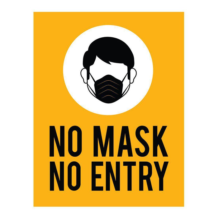 Face Mask Required For Entry, Social Distancing Business Signs, Rectangle Circle Vinyl Sticker Decals-Set of 10-Andaz Press-No Mask-