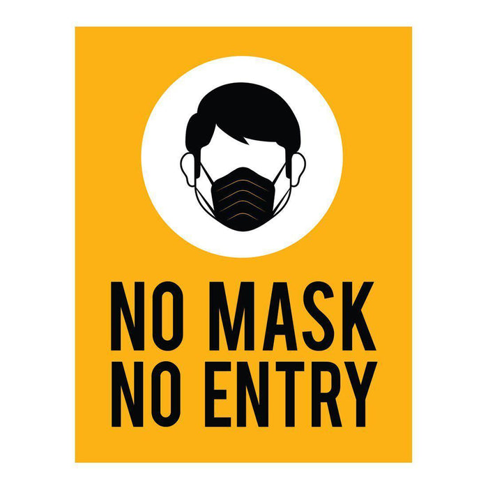 Face Mask Required For Entry, Social Distancing Business Signs, Rectangle Circle Vinyl Sticker Decals-Set of 10-Andaz Press-No Mask 3-