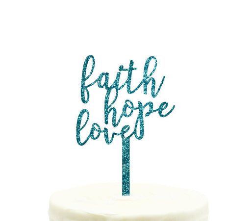 Faith, Hope, Love Baptism Glitter Acrylic Cake Toppers-Set of 1-Andaz Press-Gold-