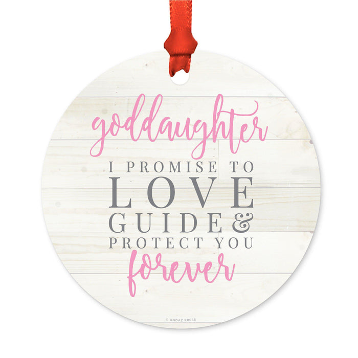 Family Metal Christmas Ornament Light Rustic Wood-Set of 1-Andaz Press-Goddaughter-