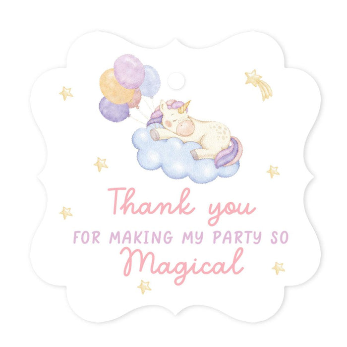 Fancy Frame Kids Party Favor Thank You Tags with String, For Party Favors Bags-Set of 40-Andaz Press-Unicorn-