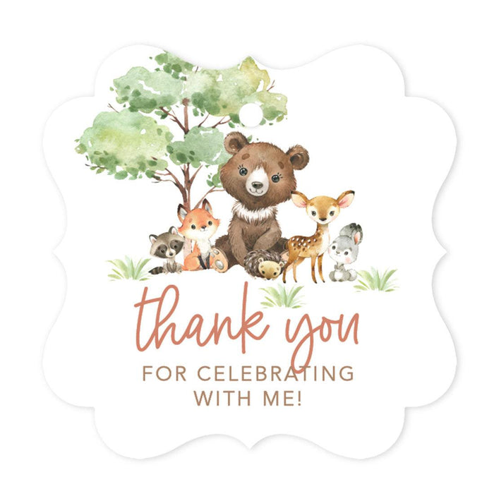 Fancy Frame Kids Party Favor Thank You Tags with String, For Party Favors Bags-Set of 40-Andaz Press-Woodland Animals-
