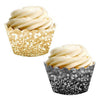 Faux Black and Gold Glitter Cupcake Wrapper-set of 24-Andaz Press-