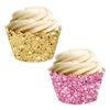 Faux Pink and Gold Glitter Cupcake Wrapper-set of 24-Andaz Press-