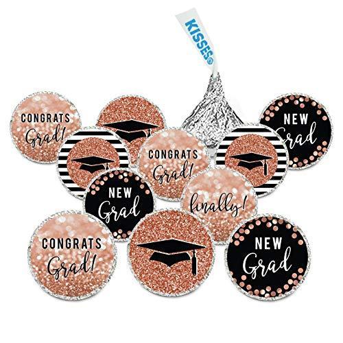 Faux Rose Gold Glitter Graduation Chocolate Drop Labels-Set of 216-Andaz Press-