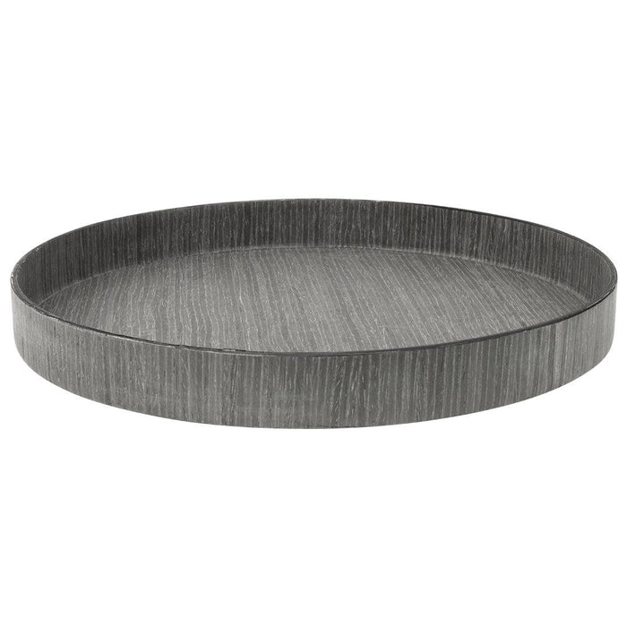 Faux Wood Round Decorative Tray Rustic Wood Tray-Set of 1-Koyal Wholesale-Brown-