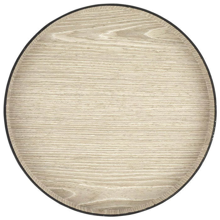 Faux Wood Round Decorative Tray Rustic Wood Tray-Set of 1-Koyal Wholesale-Birch-