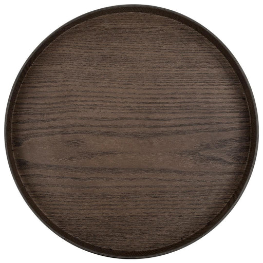 Faux Wood Round Decorative Tray Rustic Wood Tray-Set of 1-Koyal Wholesale-Brown-