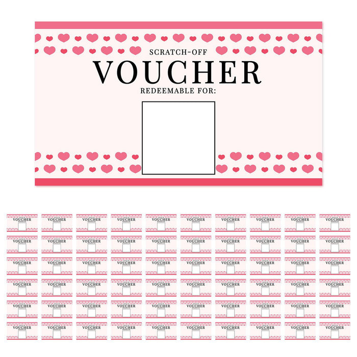 Fill In DIY Scratch-Off Vouchers Couples Date Cards, Valentine’s Day Love Coupons-Set of 60-Andaz Press-Heart Border-