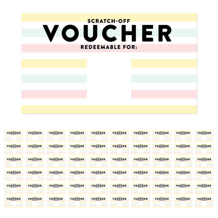 Fill In DIY Scratch-Off Vouchers Couples Date Cards, Valentine’s Day Love Coupons-Set of 60-Andaz Press-Pastel Stripes-