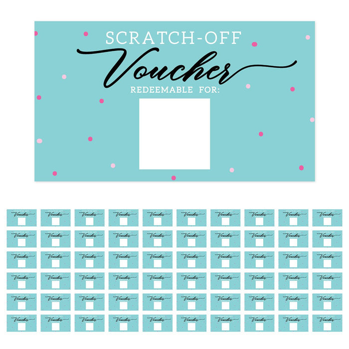 Fill In DIY Scratch-Off Vouchers Couples Date Cards, Valentine’s Day Love Coupons-Set of 60-Andaz Press-Pink Polka Dots-