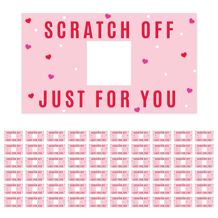 Fill In DIY Scratch-Off Vouchers Couples Date Cards, Valentine’s Day Love Coupons-Set of 60-Andaz Press-Pink & Red Hearts-