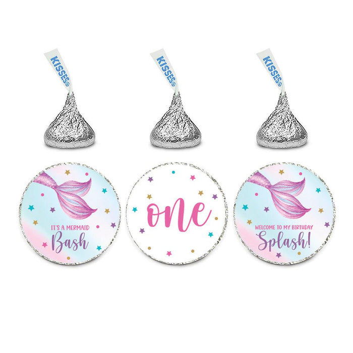 First Birthday Chocolate Drop Label Stickers for Kisses, Kids Birthday Favors-Set of 240-Andaz Press-Daisy-