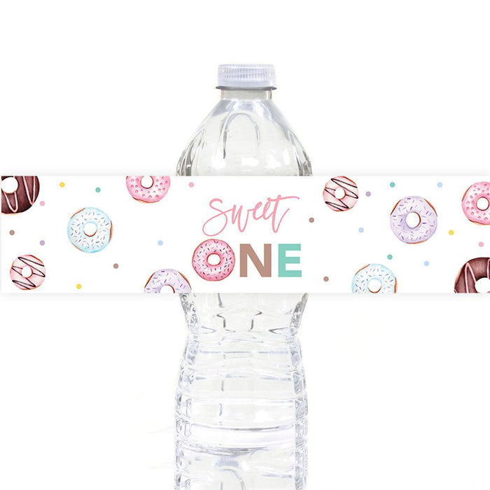 First Birthday Party Favor Water Bottle Label Stickers, For Kids-Set of 40-Andaz Press-Daisy-