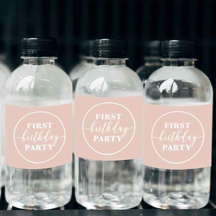 First Birthday Party Favor Water Bottle Label Stickers, For Kids-Set of 40-Andaz Press-Daisy-