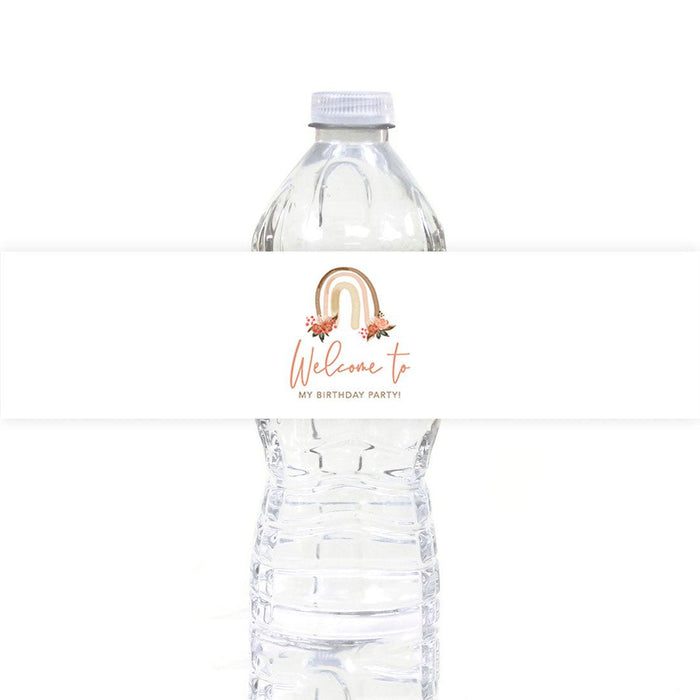 First Birthday Party Favor Water Bottle Label Stickers, For Kids-Set of 40-Andaz Press-Daisy-