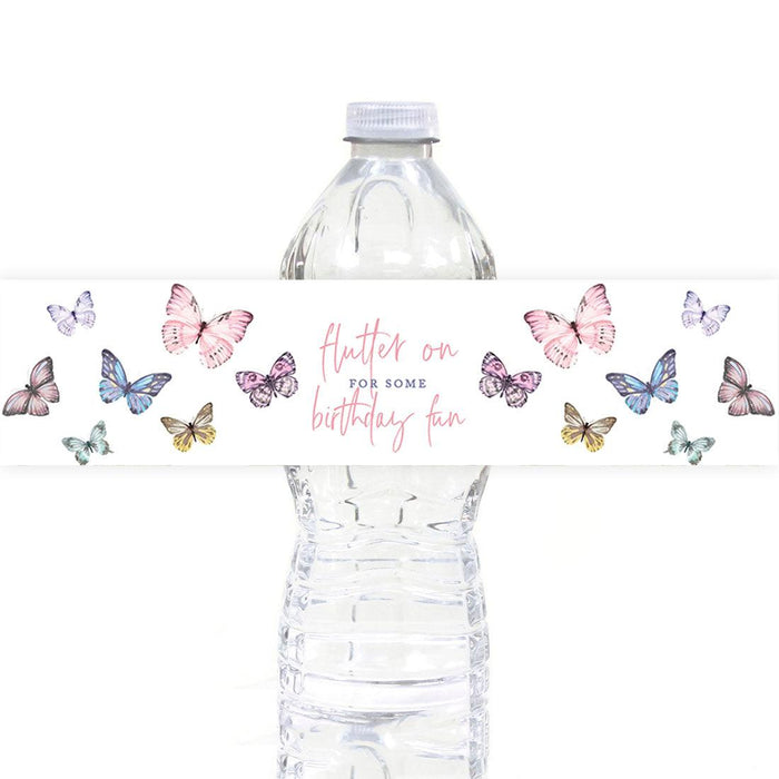First Birthday Party Favor Water Bottle Label Stickers, For Kids-Set of 40-Andaz Press-Daisy-