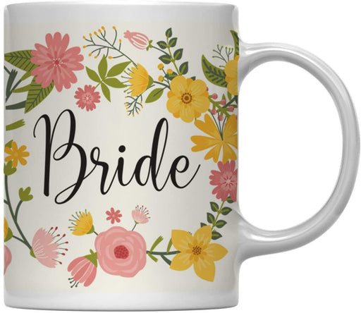 Floral Flowers Wedding Party Ceramic Coffee Mug-Set of 1-Andaz Press-Bride-
