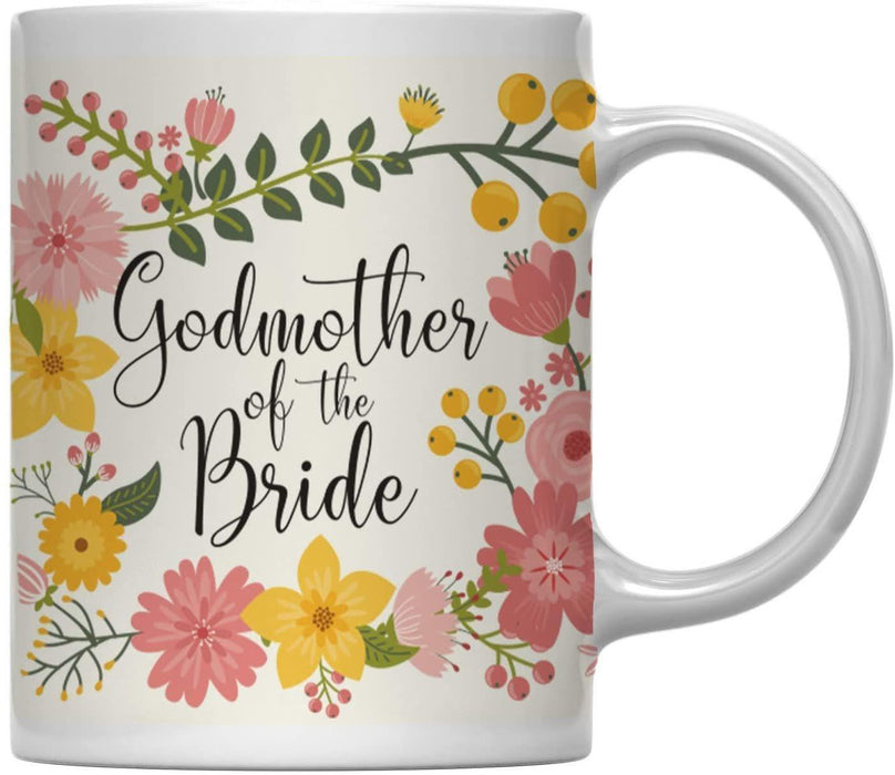Floral Flowers Wedding Party Ceramic Coffee Mug-Set of 1-Andaz Press-Godmother of the Bride-